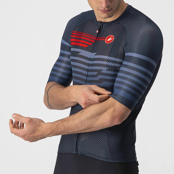Maillot de cyclisme homme Castelli 1/2 fermeture éclair rouge