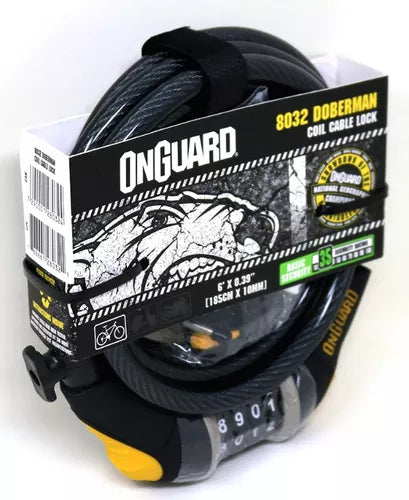 CANDADO ONGUARD ESPIRAL CLAVE DOBERMAN 185CMS X 10M NEGRO