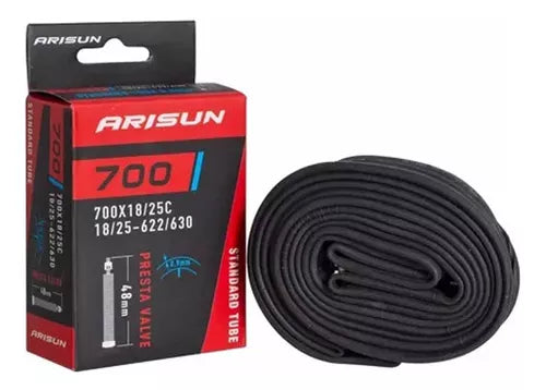 CAMARA ARISUN 700x18 25c VALVULA PRESTA 48mm