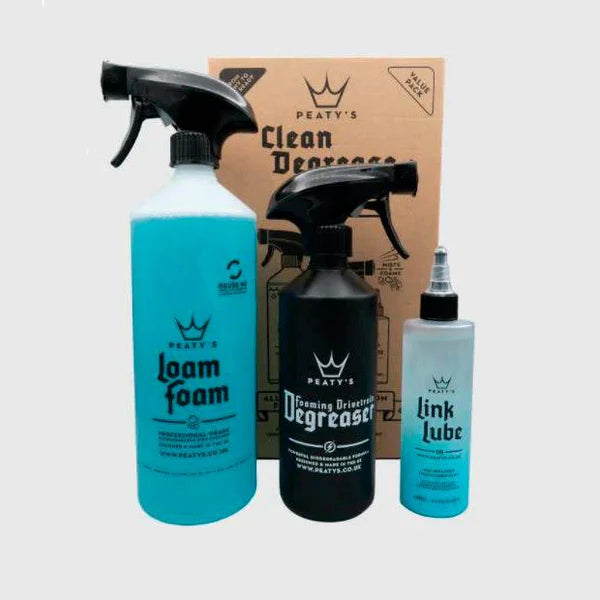 Peaty's Kit Limpieza Bicicleta Espuma de Lavado, Desengrasante y Lubricante Cadena