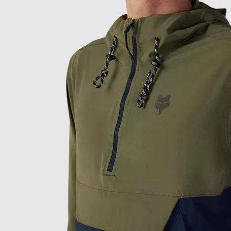 Chaqueta Cortavientos Bicicleta Canguro Ranger Verde Oliva Fox