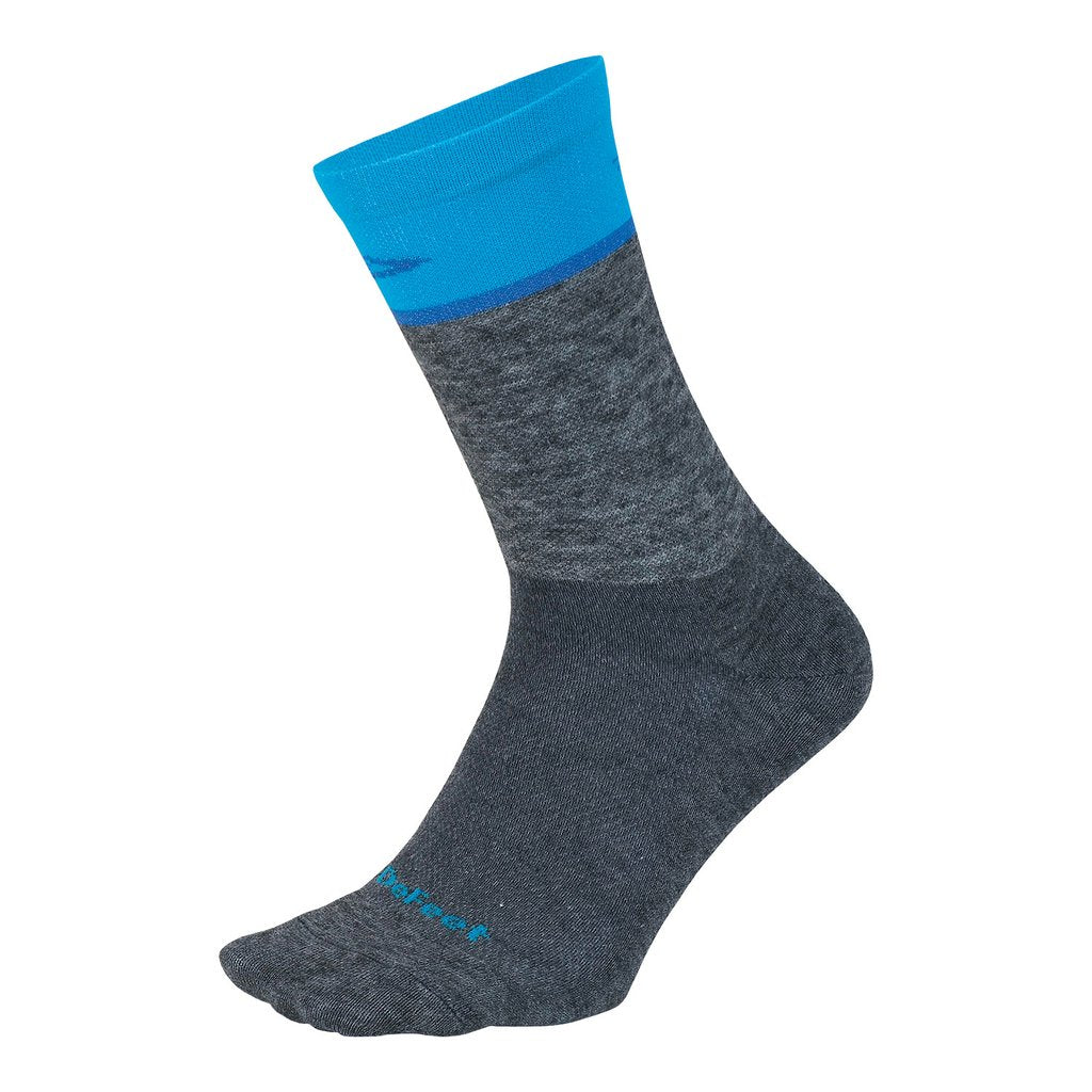 Calcetín DeFeet Wooleator Wool Blend 6&#39;&#39; Team DeFeet (Gravel Grey/Process Blue)