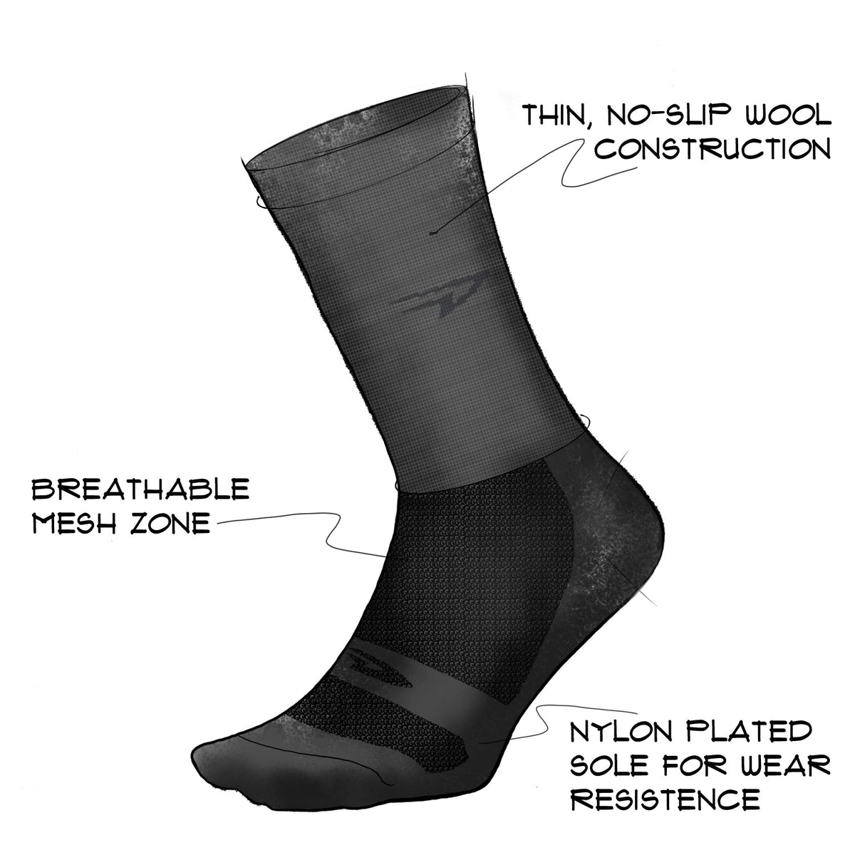 Calcetín DeFeet Wooleator Wool Blend 6&#39;&#39; Team DeFeet (Gravel Grey/Neon Yellow)