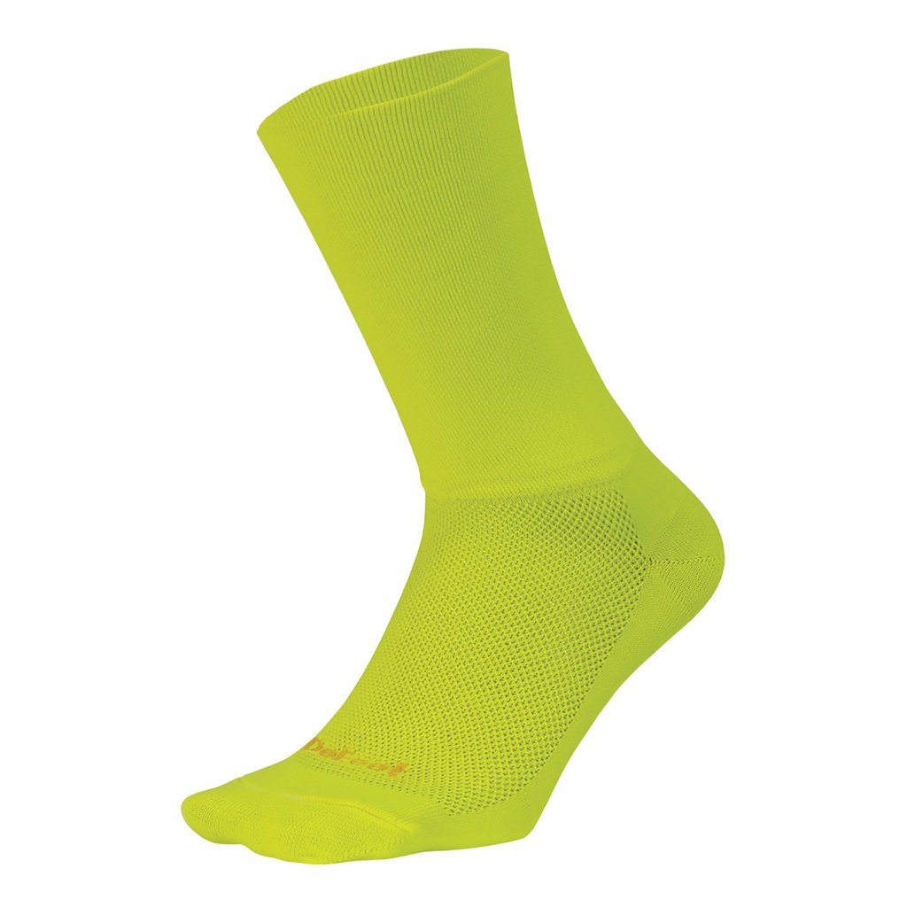 Calcetín DeFeet Aireator 6&#39;&#39; D-Logo Double Cuff Neon Yellow Solid Color
