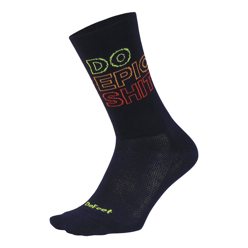 Calcetín DeFeet Aireator 6&#39;&#39; Do Epic Shit Double Cuff (Black/Neon Yellow/Pumpkin/Poinciana)